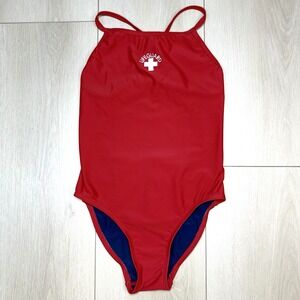 VTG Y2K ELifeguard Red Lifeguard One Piece Swimsuit Cutout Back Size 34 2000s